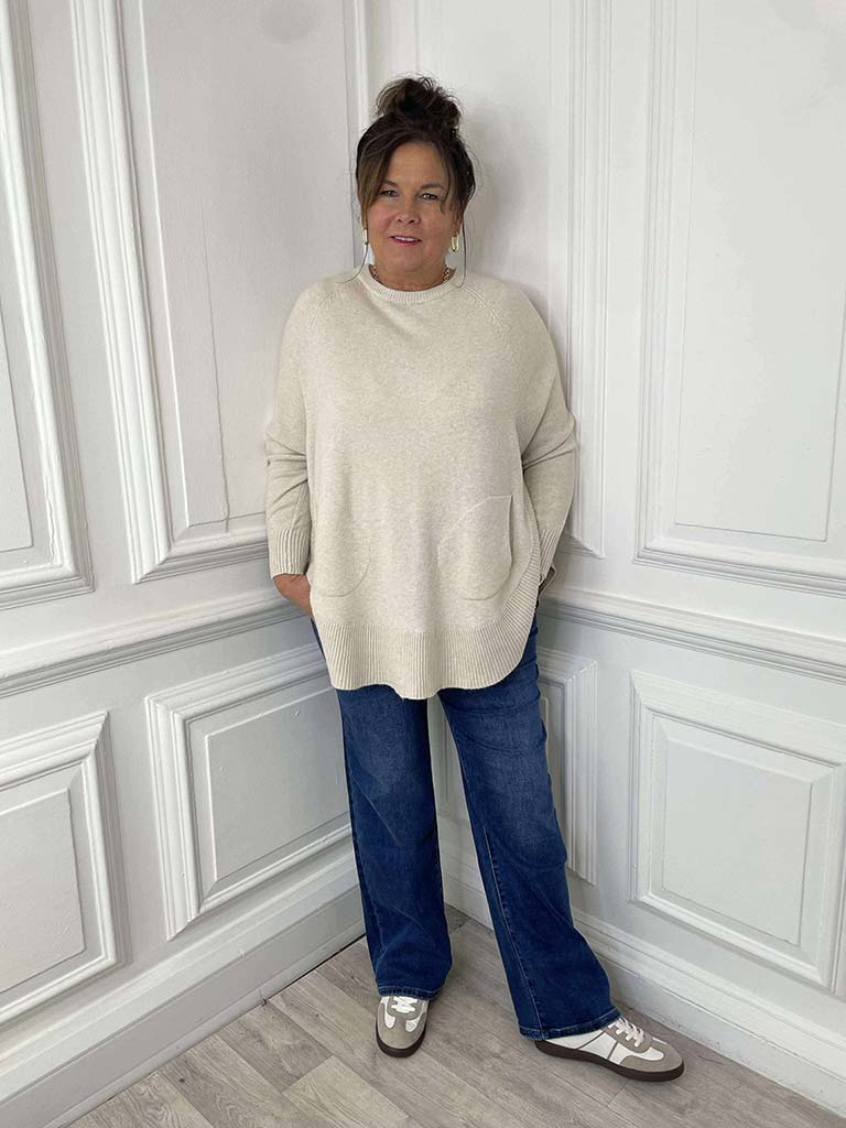 Scooped Pocket Knit - Stone