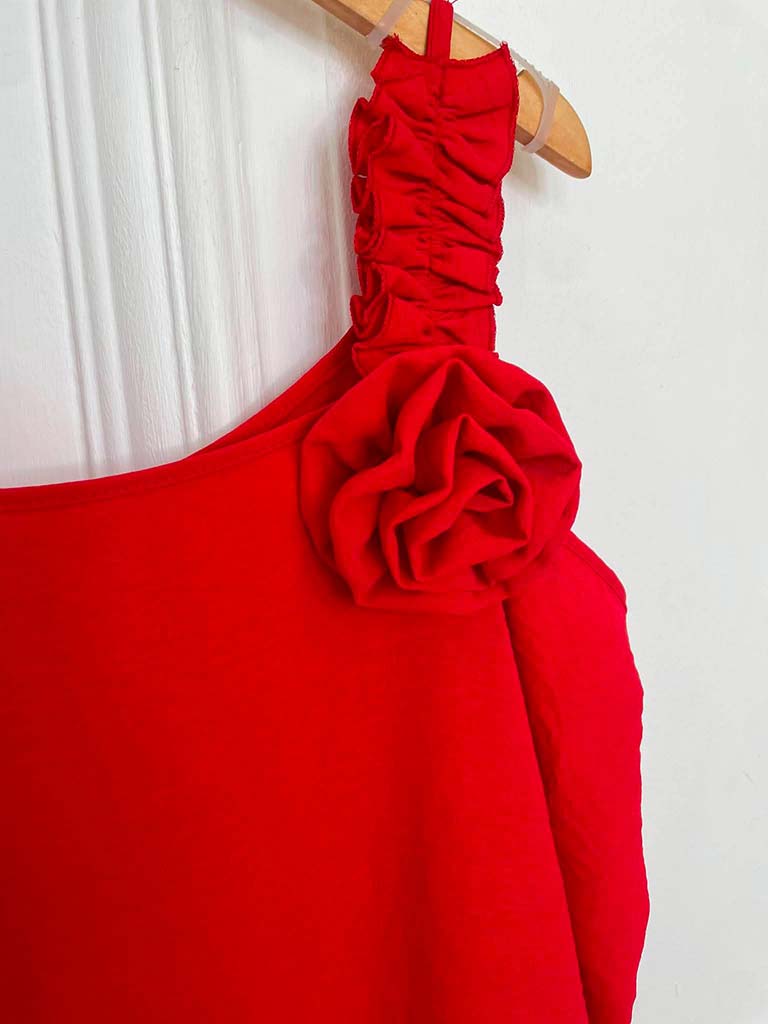 Sleeveless Flower Co-ord - Cherry