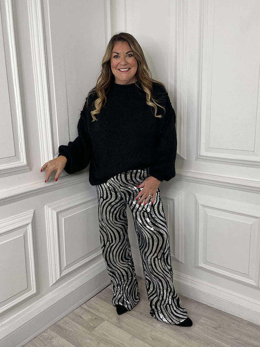 Malissa J Swirl Sequin Trousers