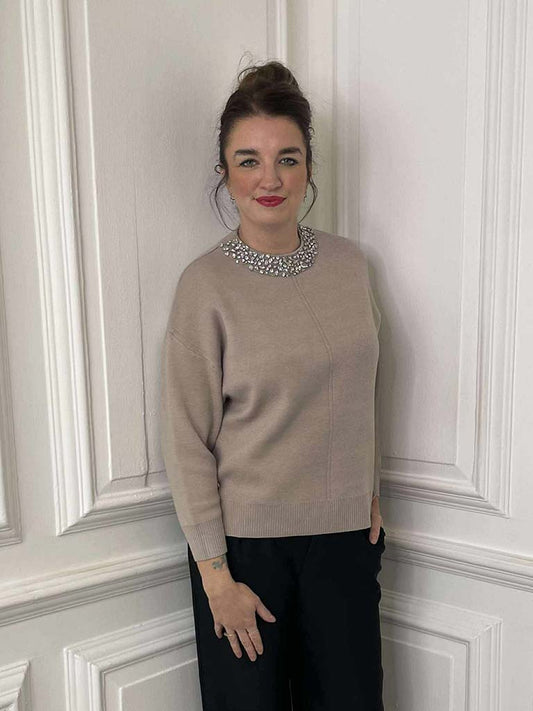 Malissa J Jewelled Knit - Stone