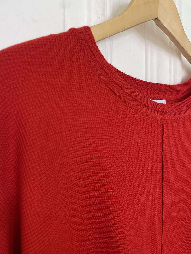 Waffle Drop Back Knit - Cherry