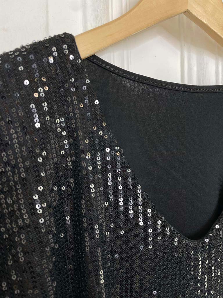 Sequin Sleeveless Top - Black