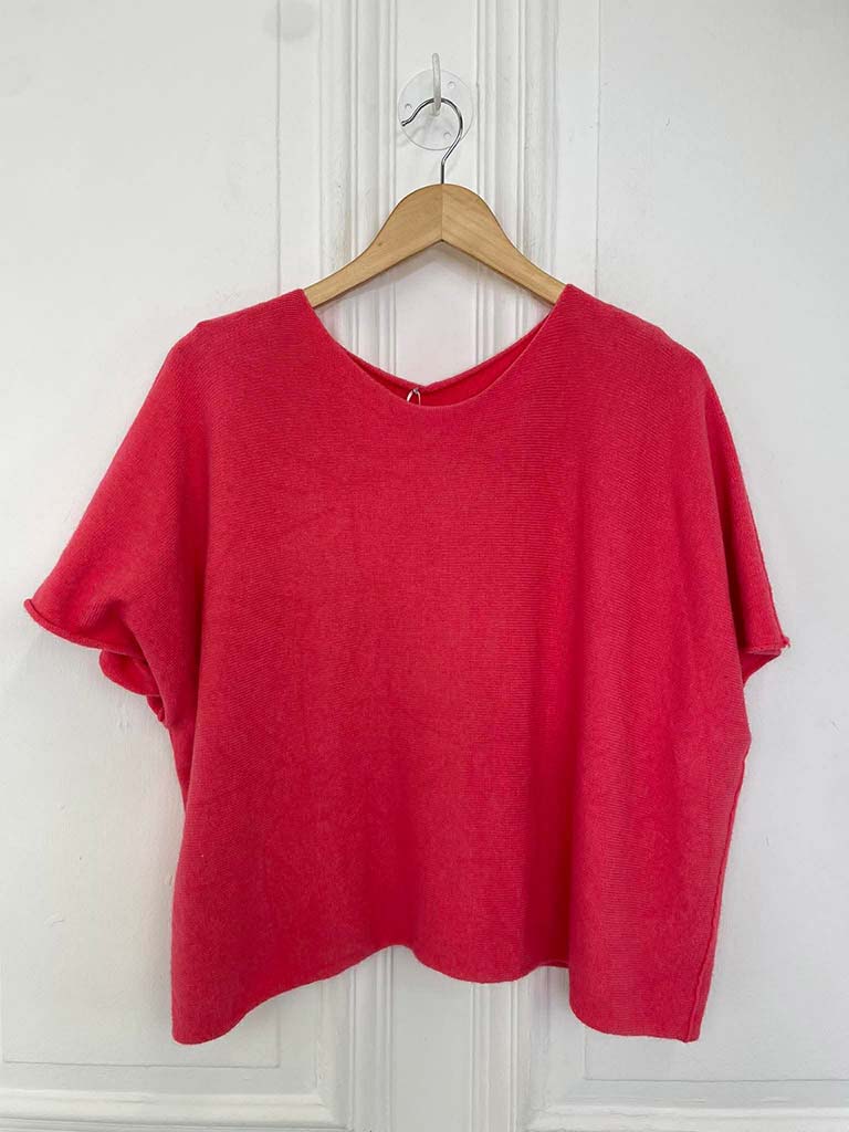 Boxy Drop Shoulder Knit - Coral