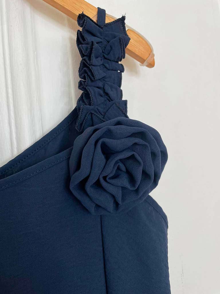 Sleeveless Flower Co-ord - Navy