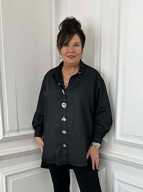 Malissa J Statement Button Shirt - Black