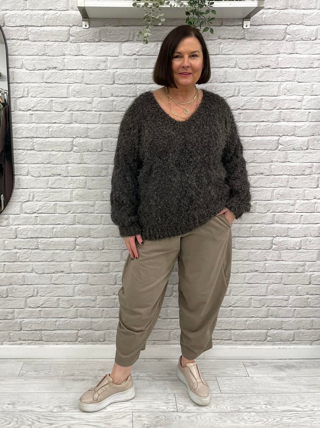 Malissa J Shaggy Shimmer Knit - Chocolate