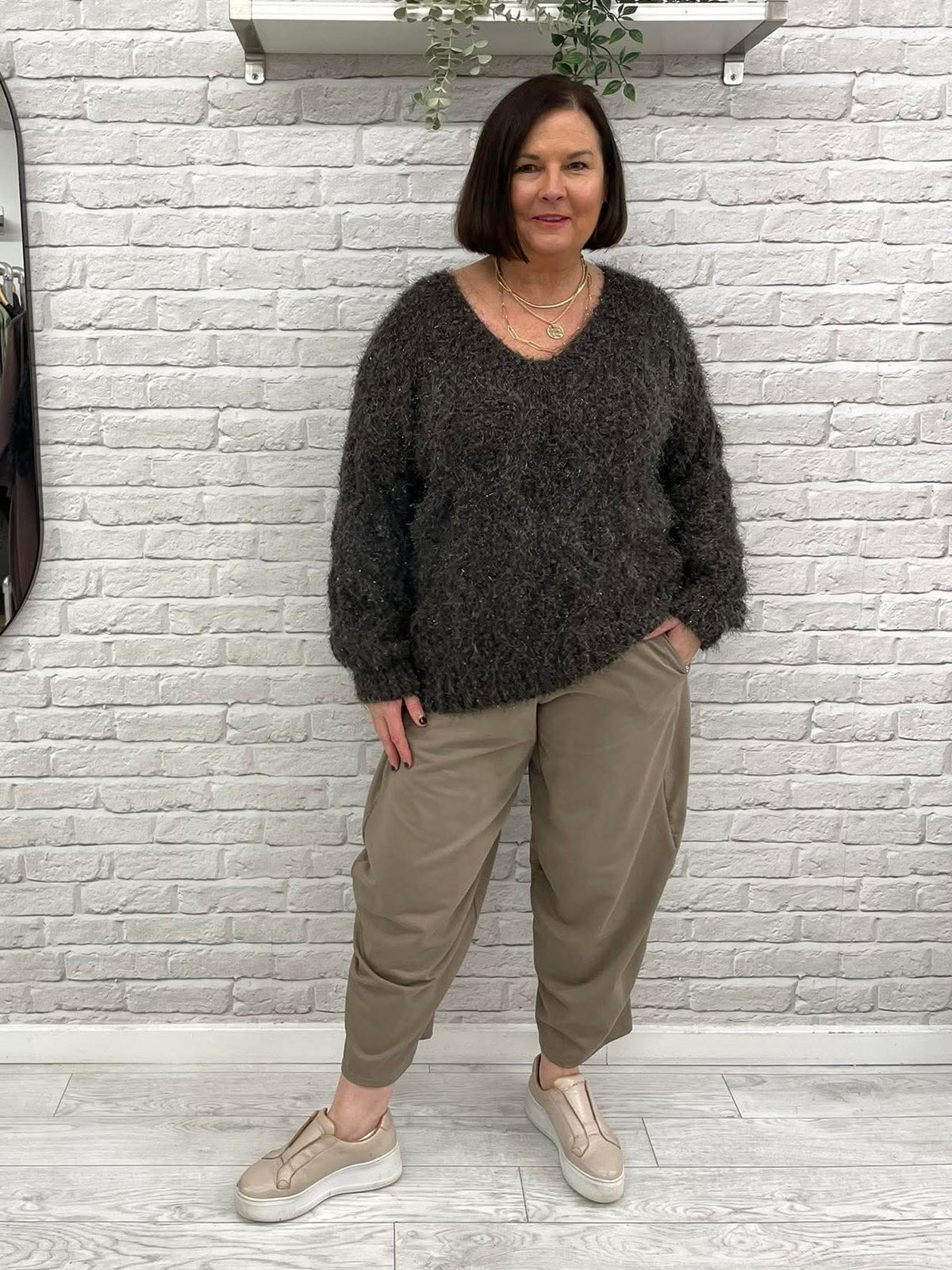 Malissa J Shaggy Shimmer Knit - Chocolate