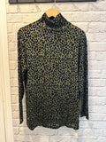 Malissa J Draped Neck Mesh Top - Khaki Leopard