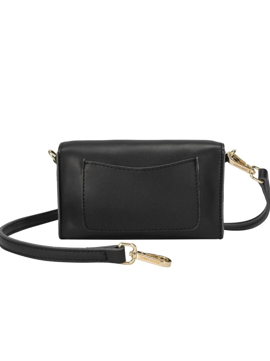 Mini Flapover Cross Body Bag - Black