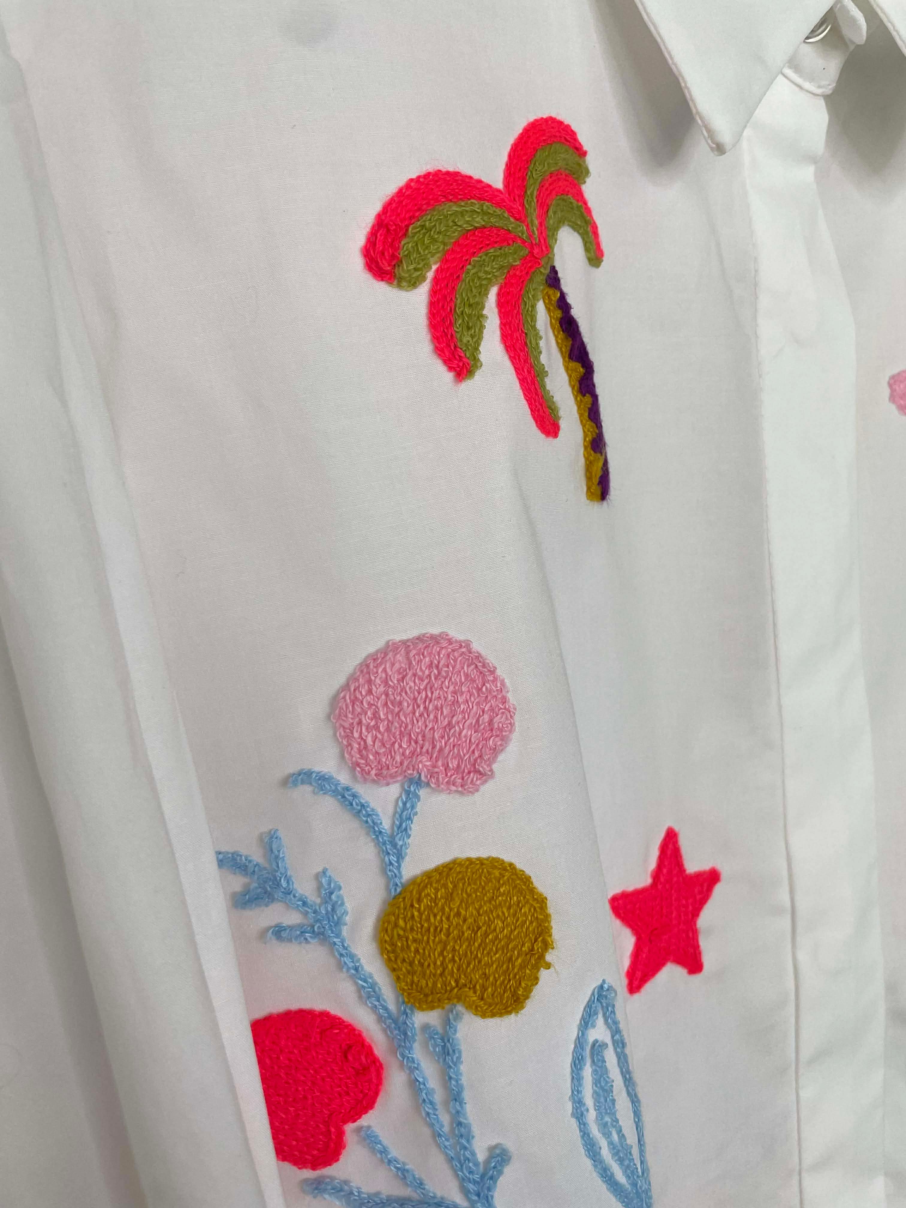 Neon Embroidered Shirt - White