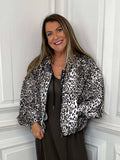 Malissa J Hooded Zip Leopard Jacket