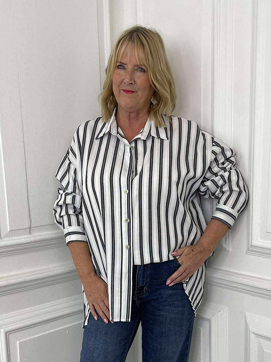 Striped Cotton Shirt - Black