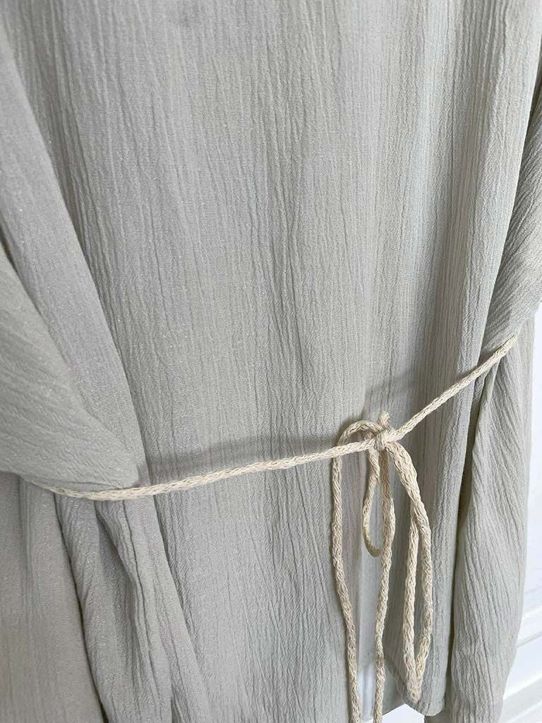 V-Neck Stone Drawstring Top - Stone