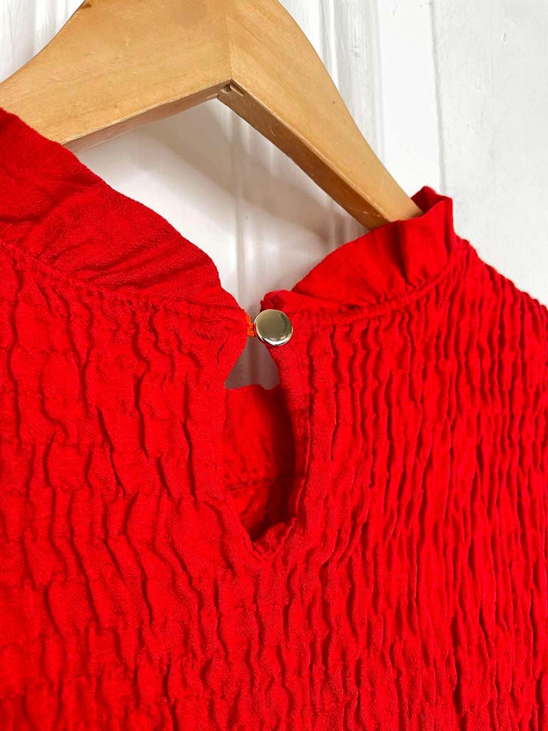 Shirred Frill Top - Red