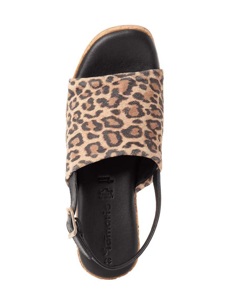 Tamaris Leather Wedge Sandals - Leopard