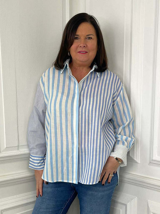Candy Stripe Shirt - Sky