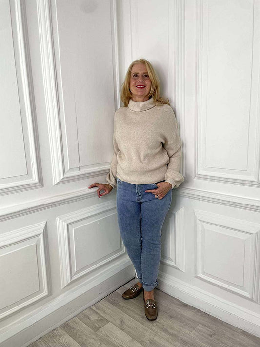 Polo Neck Knit - Stone