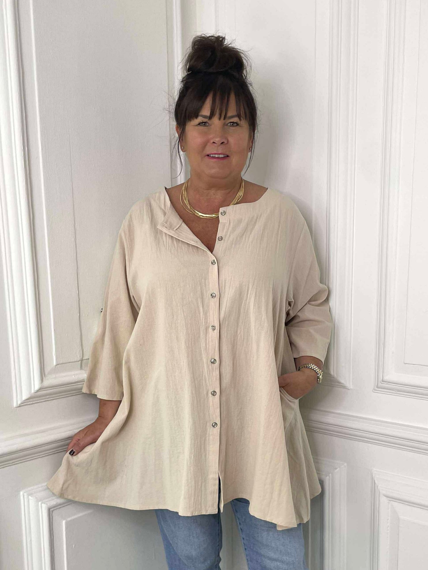 Cotton Swing Tunic - Stone