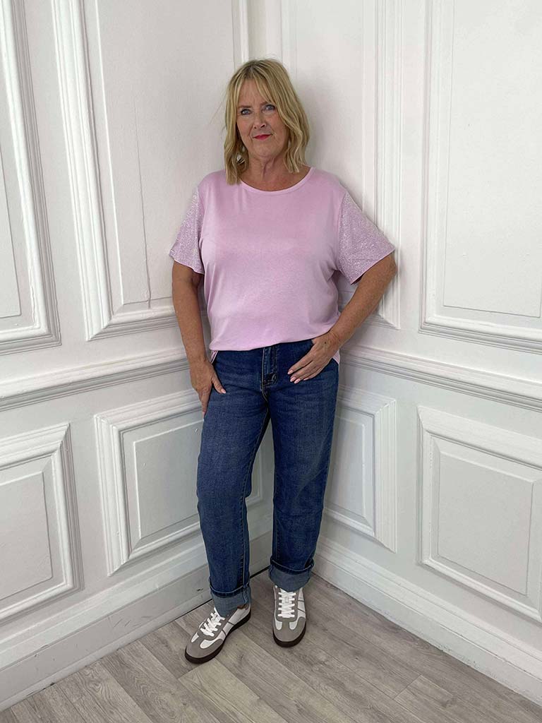 Malissa J Studded Sleeve Tee - Lavender