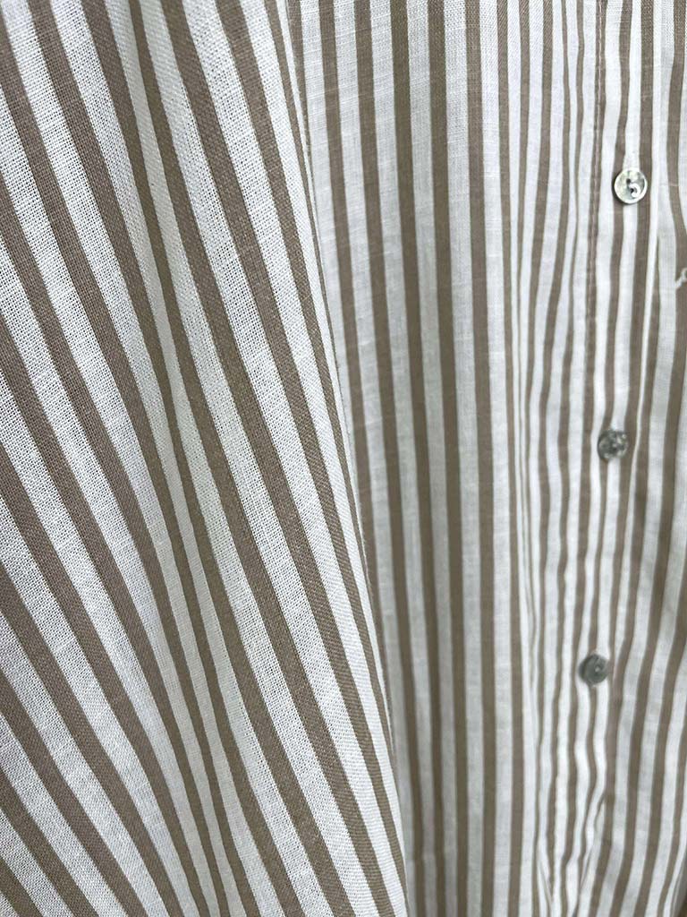 Linen Stripe Shirt Dress - Sand