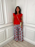 Kitsch Patterned Palazzos - Striped Lobster