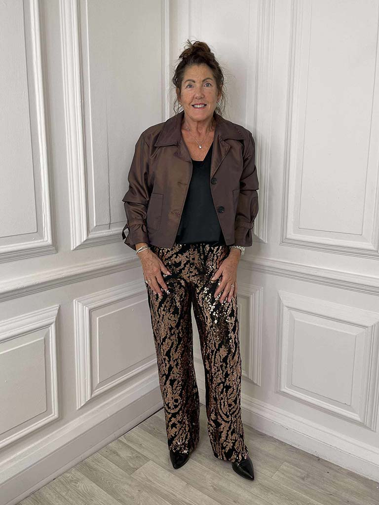 Malissa J Bronze Sequin Trousers