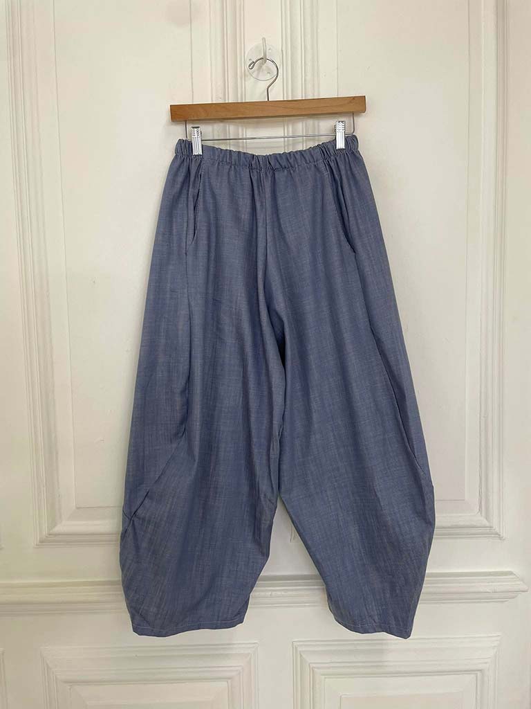 Cotton Cocoon Trousers - Denim Blue