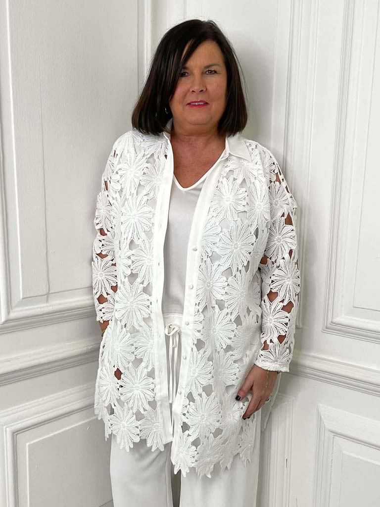 Malissa J Daisy Crochet Shirt - White