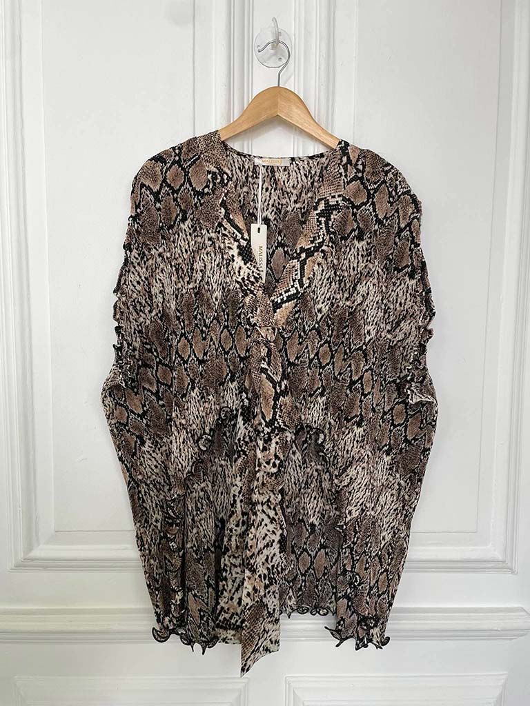 Malissa J Micropleat Dip Back Top - Snake