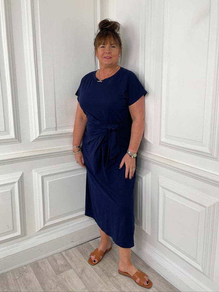 Cotton T-Shirt Maxi Dress - Navy