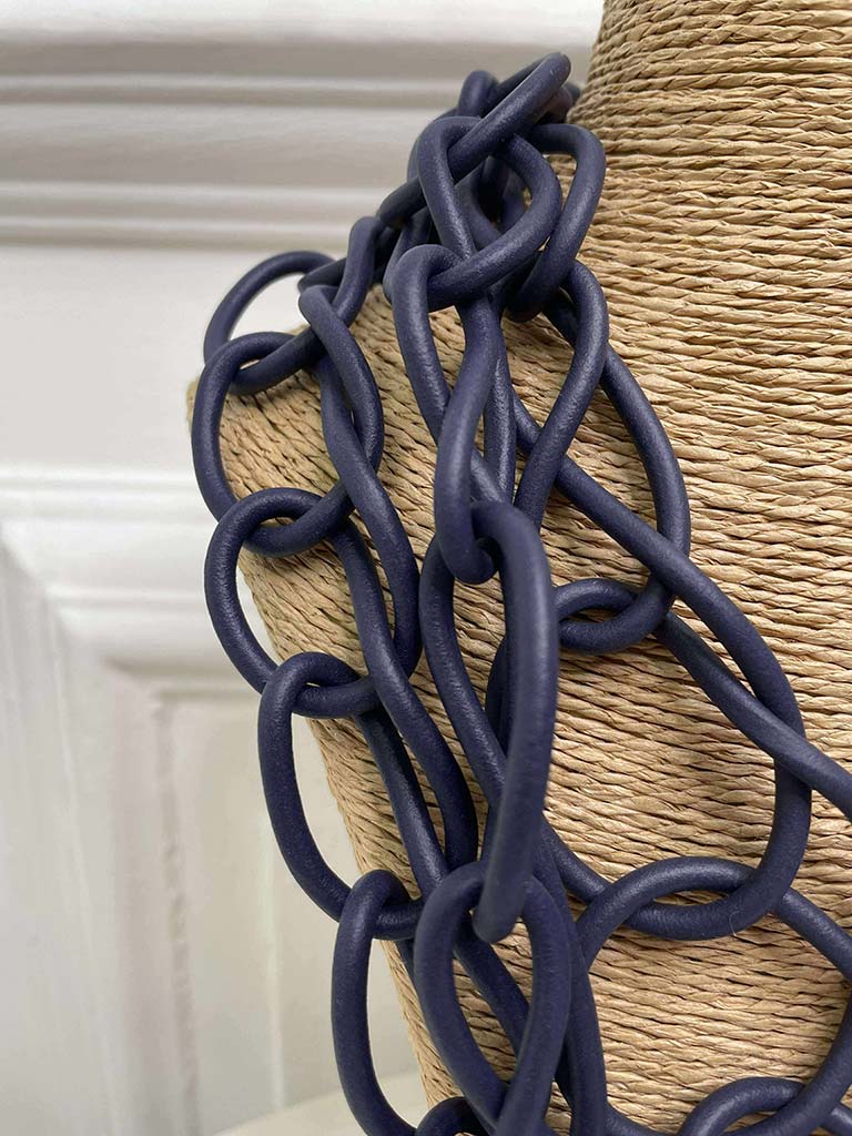 Chain Link Rubber Necklace - Navy