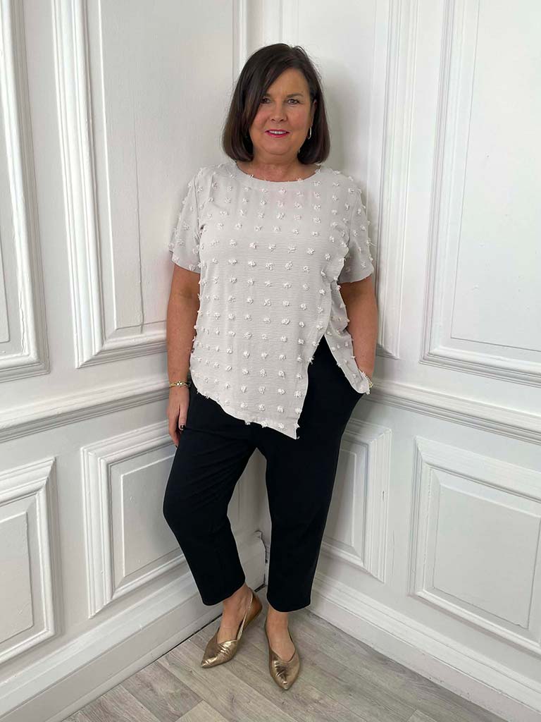 Malissa J Dobby Dot Top - Stone