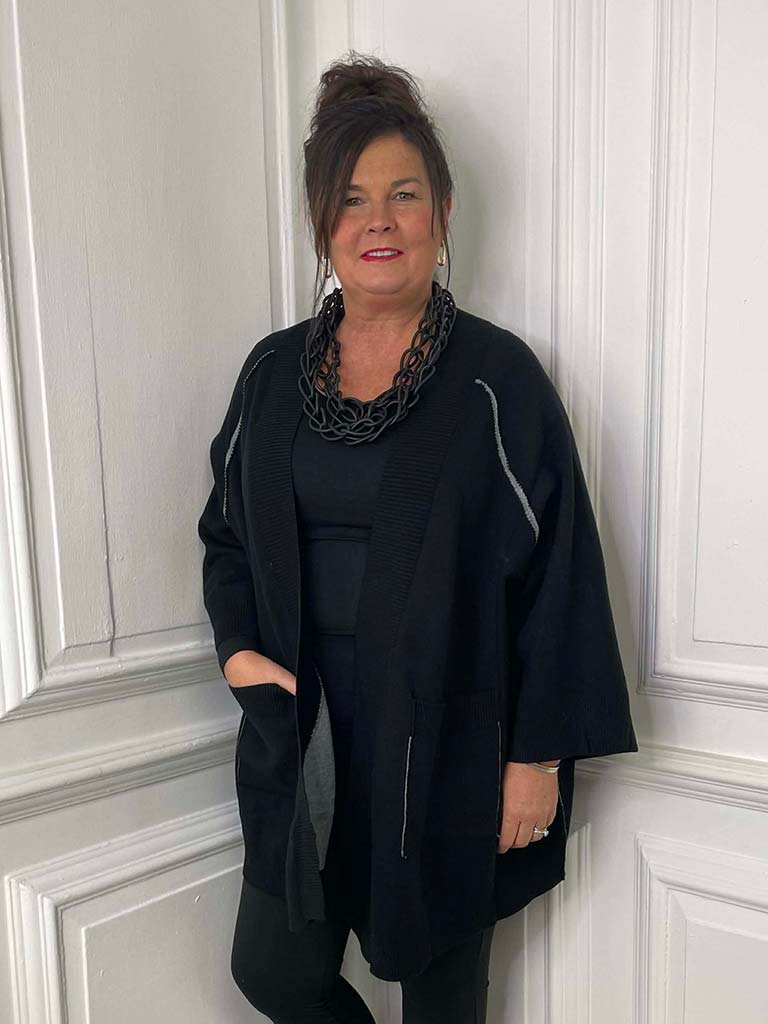 Exposed Seam Cardigan - Black