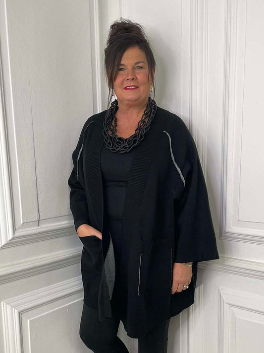 Exposed Seam Cardigan - Black