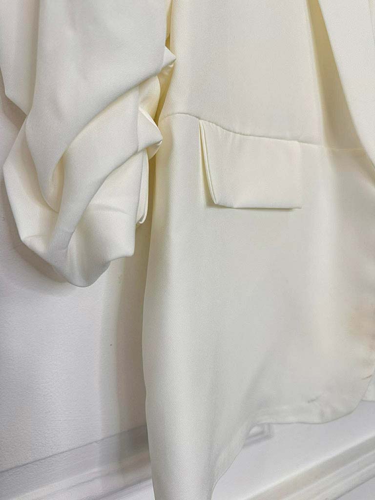 Ruched Sleeve Blazer - Warm White