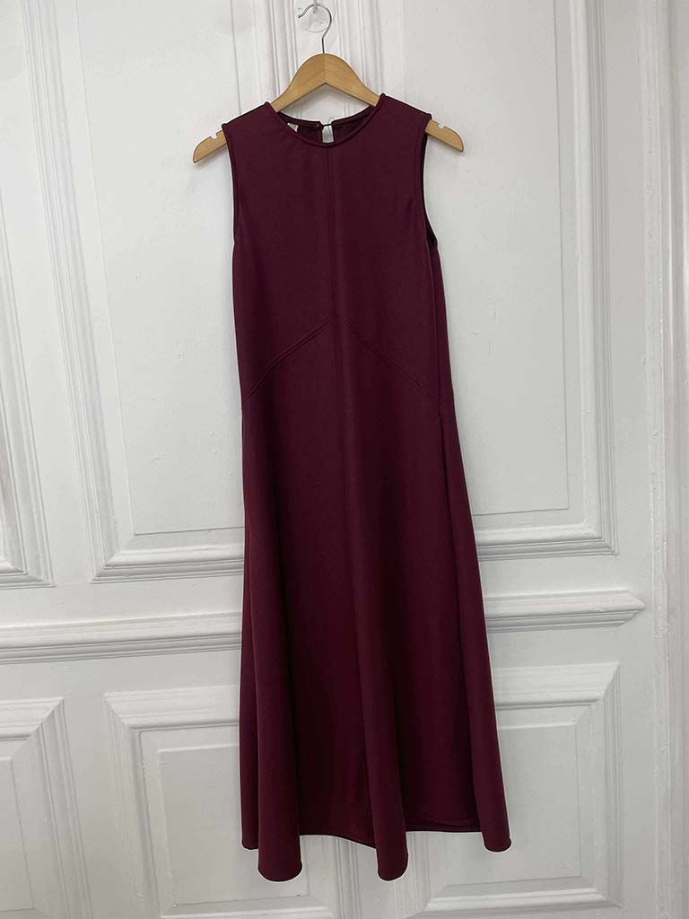Scuba Bias Cut Dress - Burgundy
