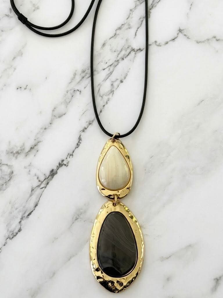 Envy Multi Stone Drop Pendant Necklace - Gold