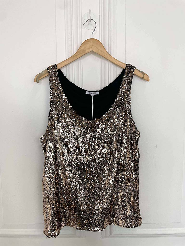 Sequin Vest - Rose Gold