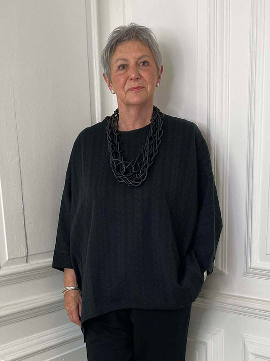 Malissa J Cable Sweat Top - Black