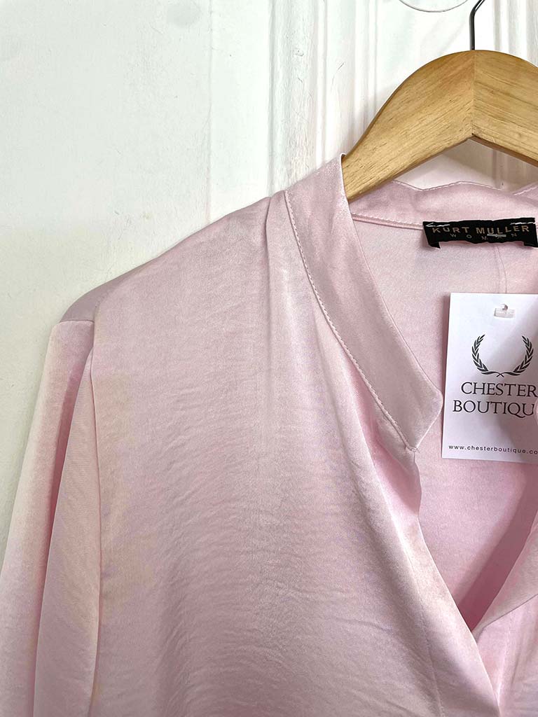 Silk Feel Mandarin Blouse - Petal