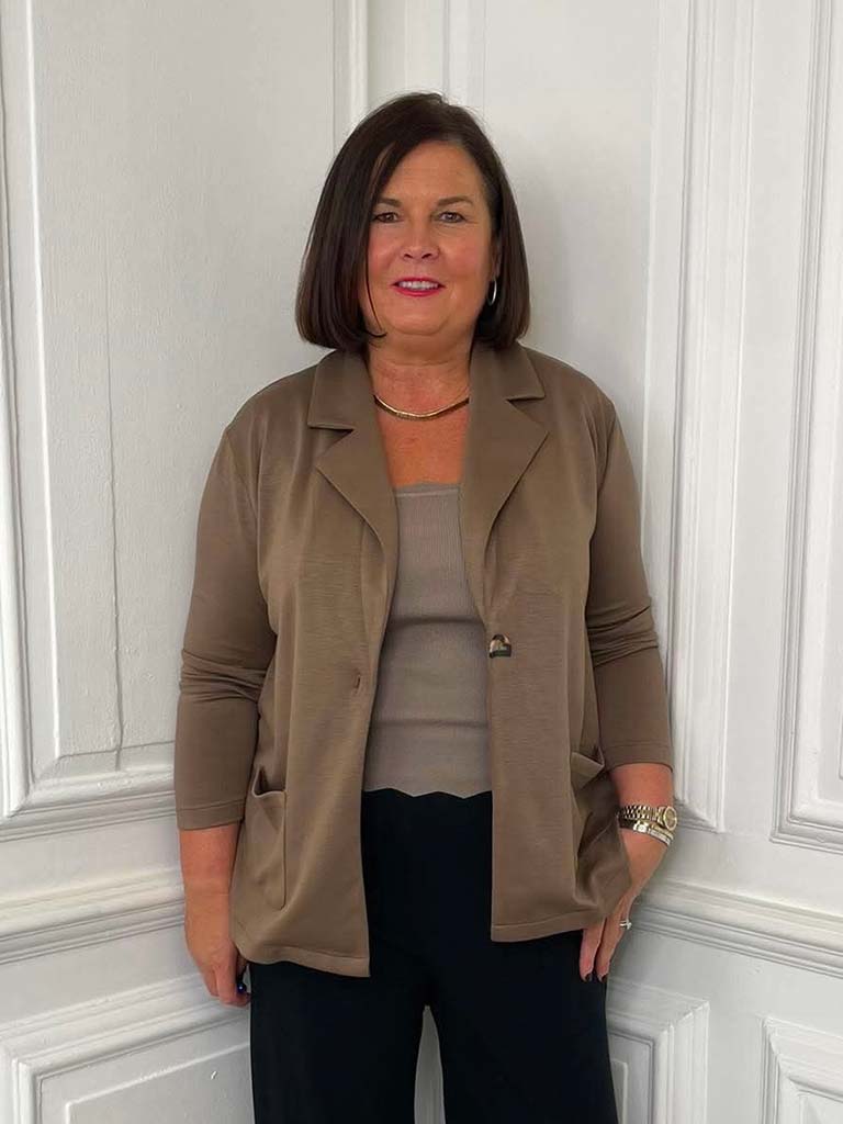 Malissa J Jersey Split Side Blazer - Coffee