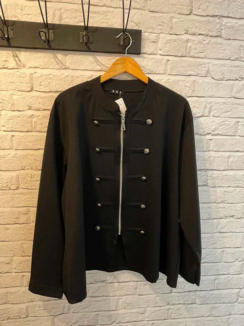 Military Cotton Blend Jacket - Black