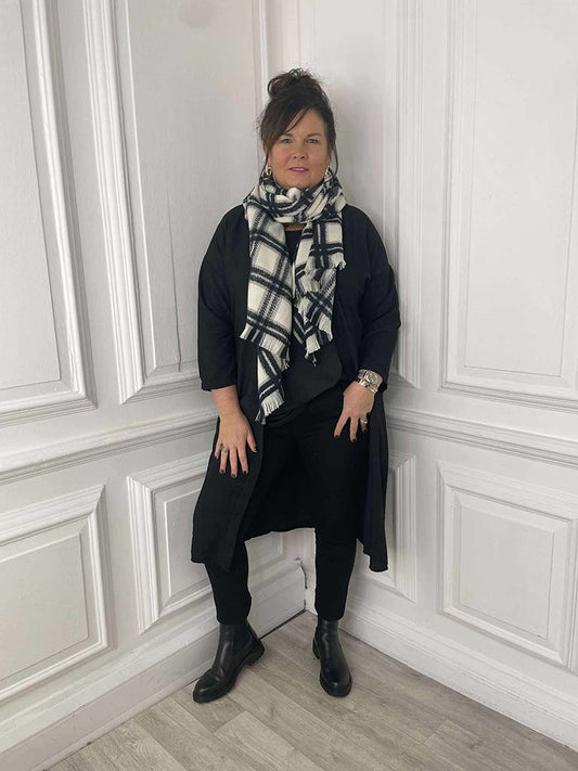 Longline Kimono Jacket - Black