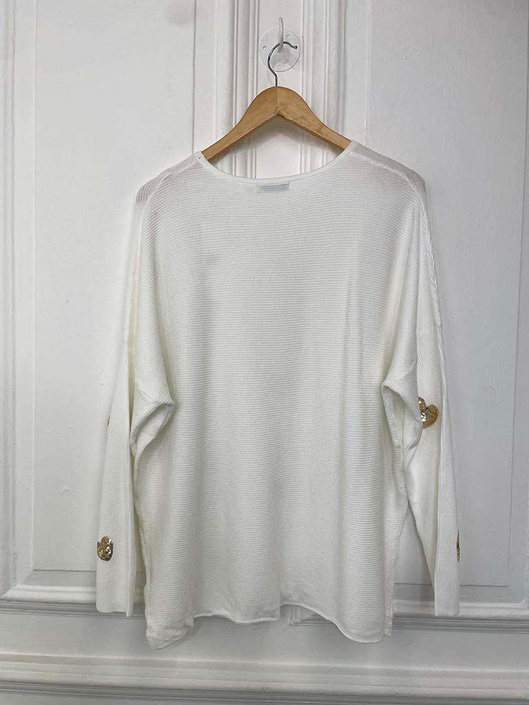 Sequin Heart Knit - Winter White