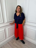 Linen Mix Culottes - Red