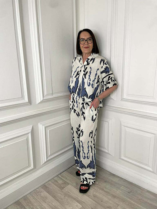 Shadow Reef Collared Top - Denim