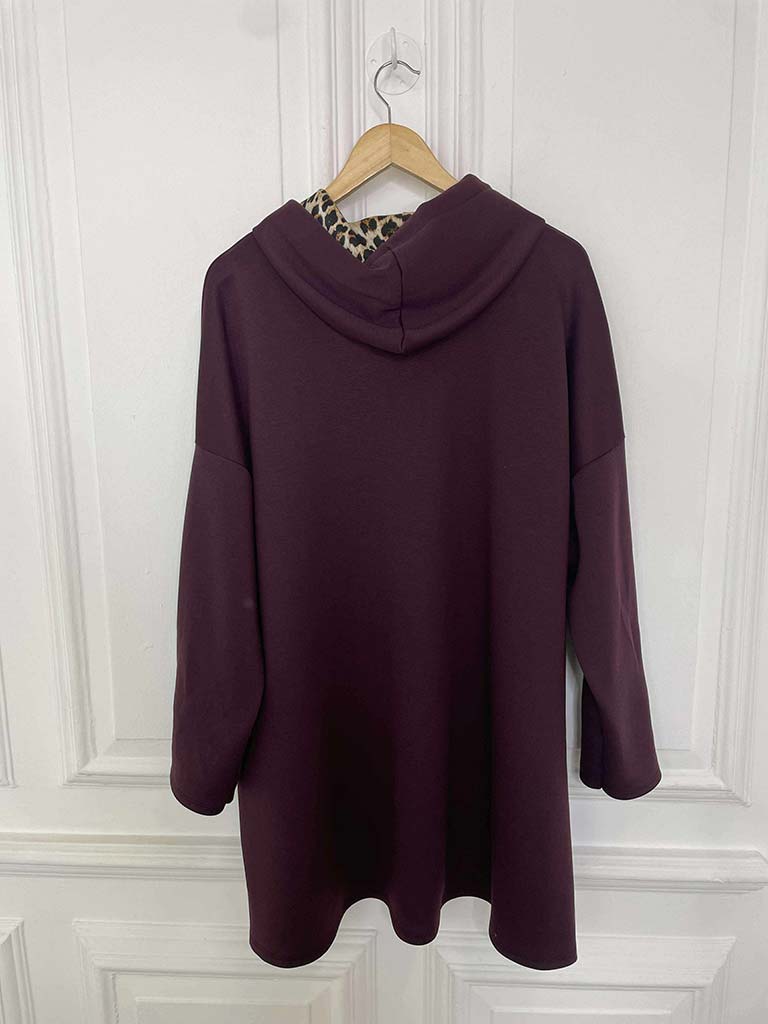 Supersoft Jersey Hoodie - Plum Leopard