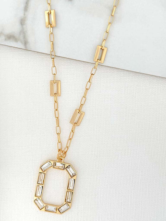 Envy Squared Gemstone Necklace - Gold