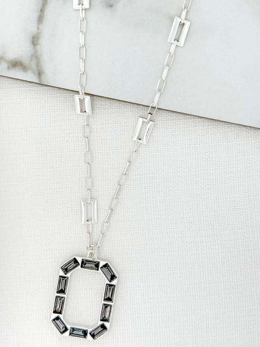Envy Squared Gemstone Necklace - Silver