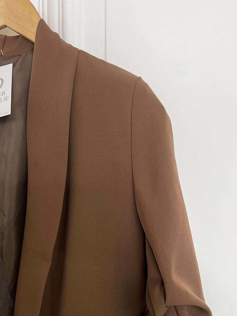Ruched Sleeve Blazer - Toffee
